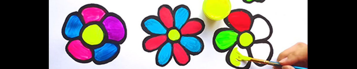 Menggambar & Mewarnai Raimbow Flower (Joy Kids Art)